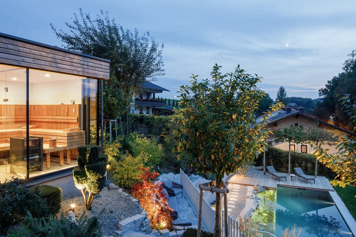 Garten, Baufortschritt, Gartendesign, Beleuchtung, Naturpool